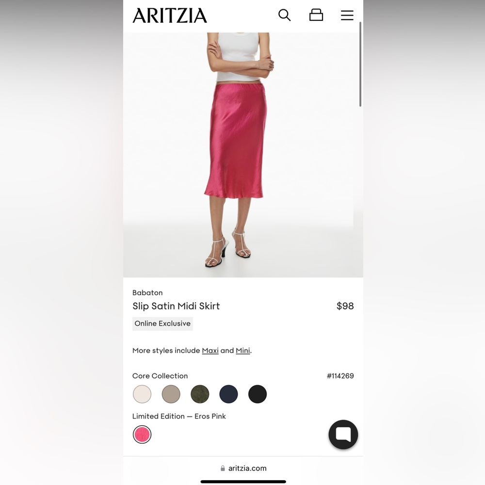 Aritzia Babaton Midi Slip skirt